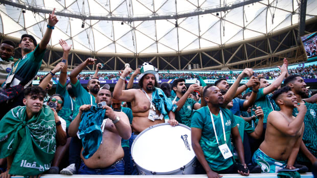 Fans of Saudi Arabia pictured during their team's 2-1 win over Argentina at the 2022 World Cup in Qatar